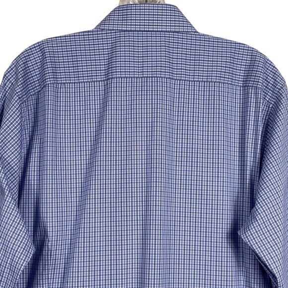 BONOBOS Jetsetter Stretch Slim Fit Dress Shirt Blue Check Size 17x35 EUC - Picture 7 of 16